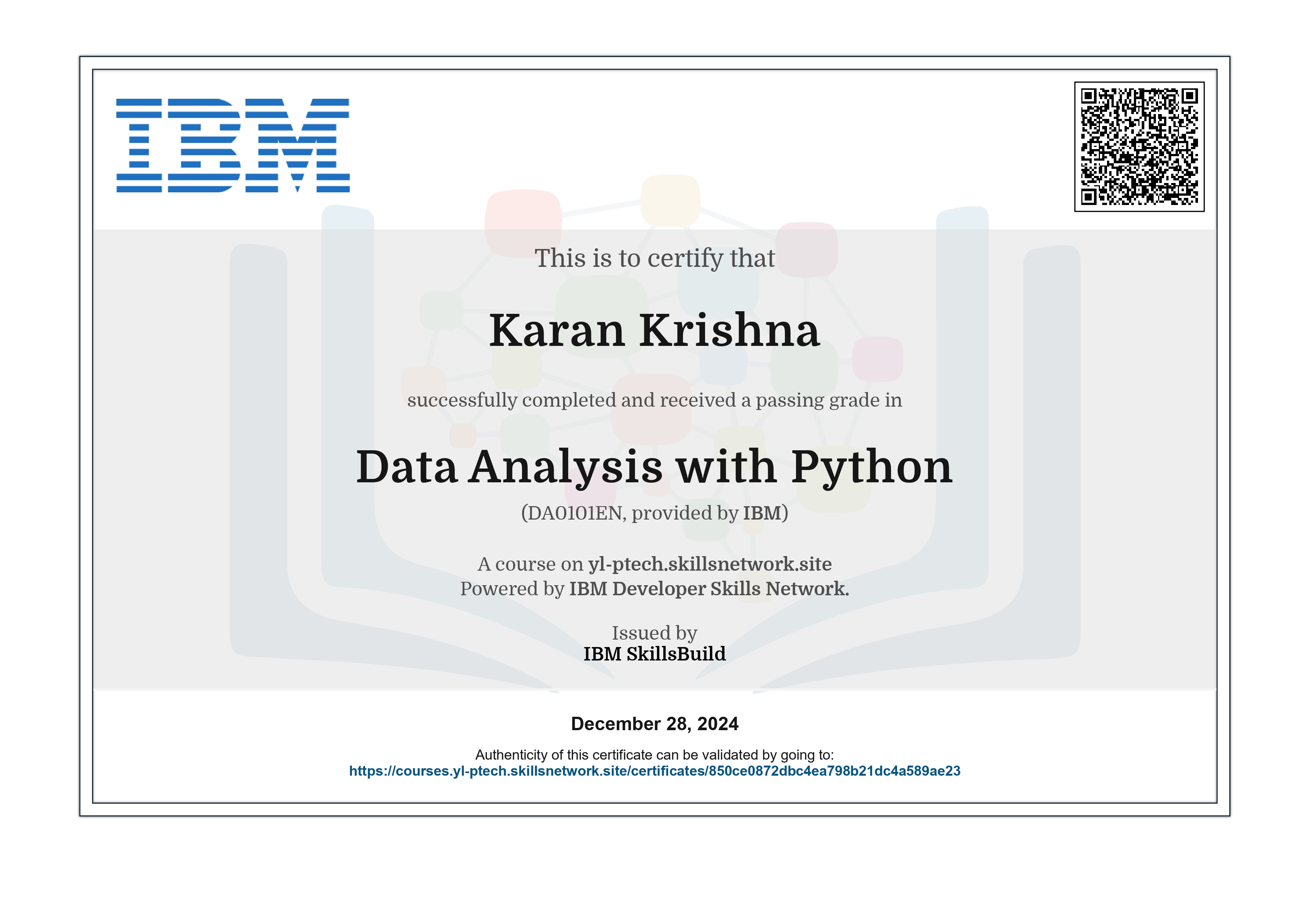  Data Analysis Certificate